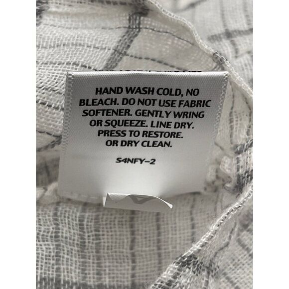 Eileen Fisher Women 100% Linen Striped Keyhole Neckline Blouse Size M - Picture 9 of 10